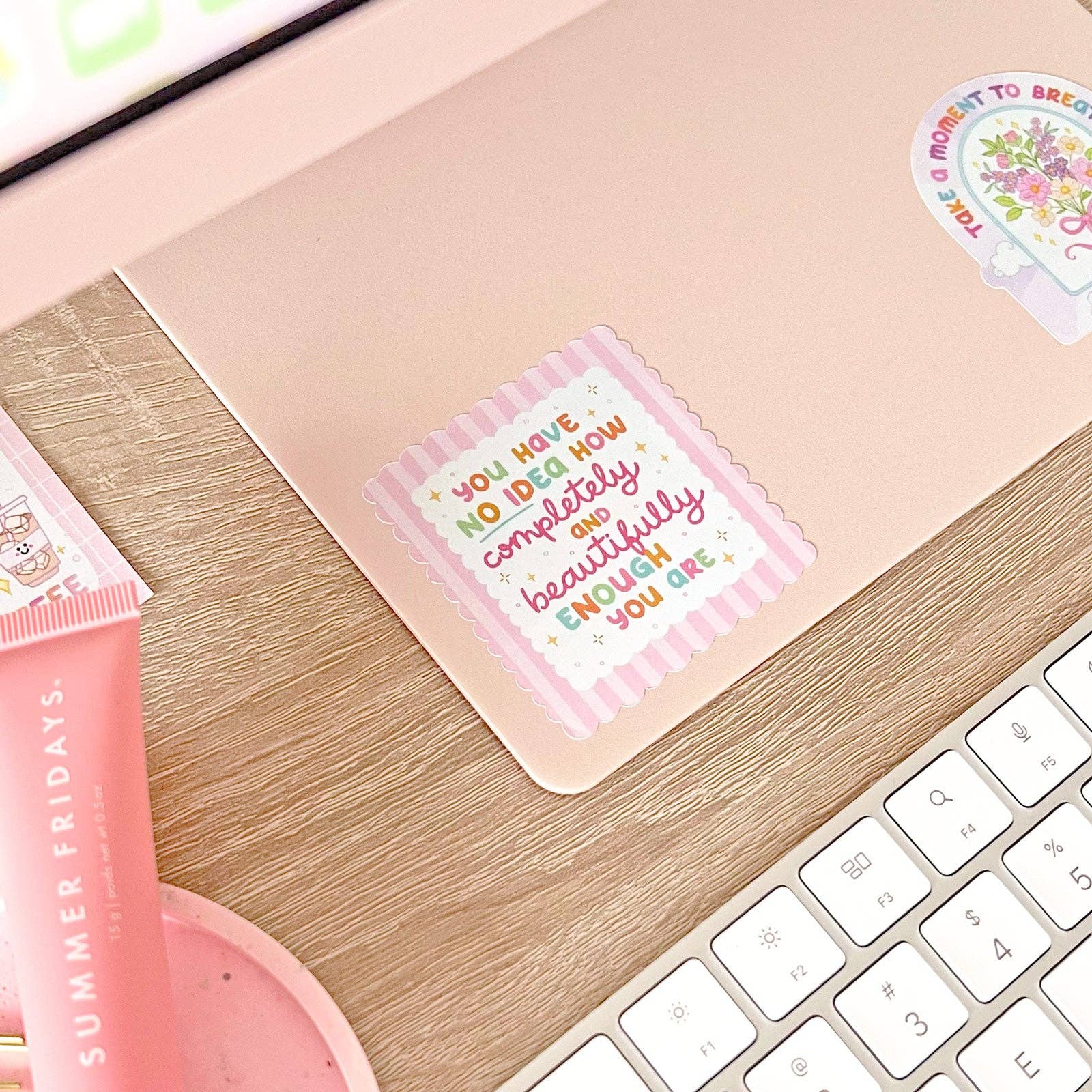 The Rosy Redhead - Wholesale Sticker - You Are Enough Pink Self-care Girly Positive Quote Sticker4