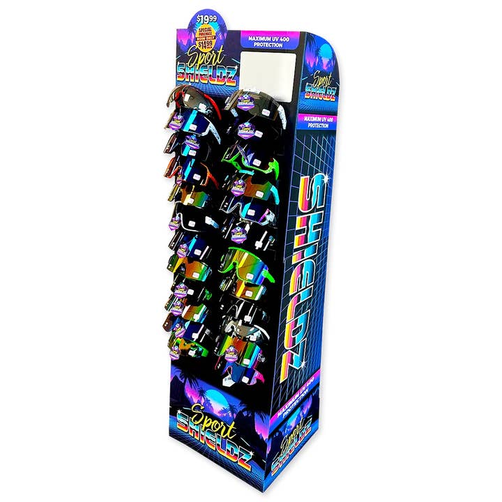 Sport Shieldz Sunglasses Assortment 24PC Floor Display for wholesale by Novelty Brands