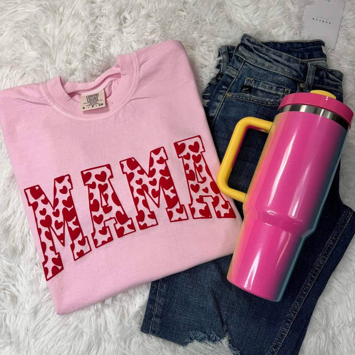 Mama Heart Puff Comfort Colors a manica corta per la vendita all'ingrosso da parte di Dockery Corporation