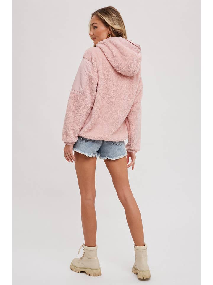 Bluivy - Wholesale Hoodie - Women's - FAUX SHEARLING CONTRAST HOODIE42