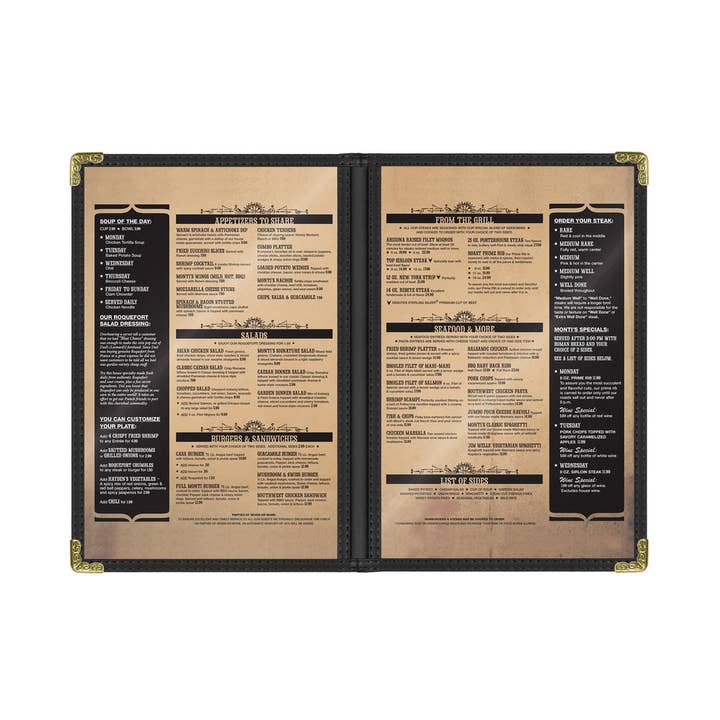 Café Style Menu Cover, 4 View for wholesale by Goodsmart