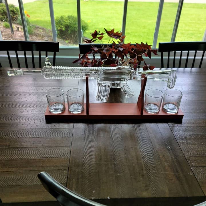 Old Southern Brass - Wholesale Decanter - AR-15 Glass Decanter with 2nd Amendment Whiskey Glasses