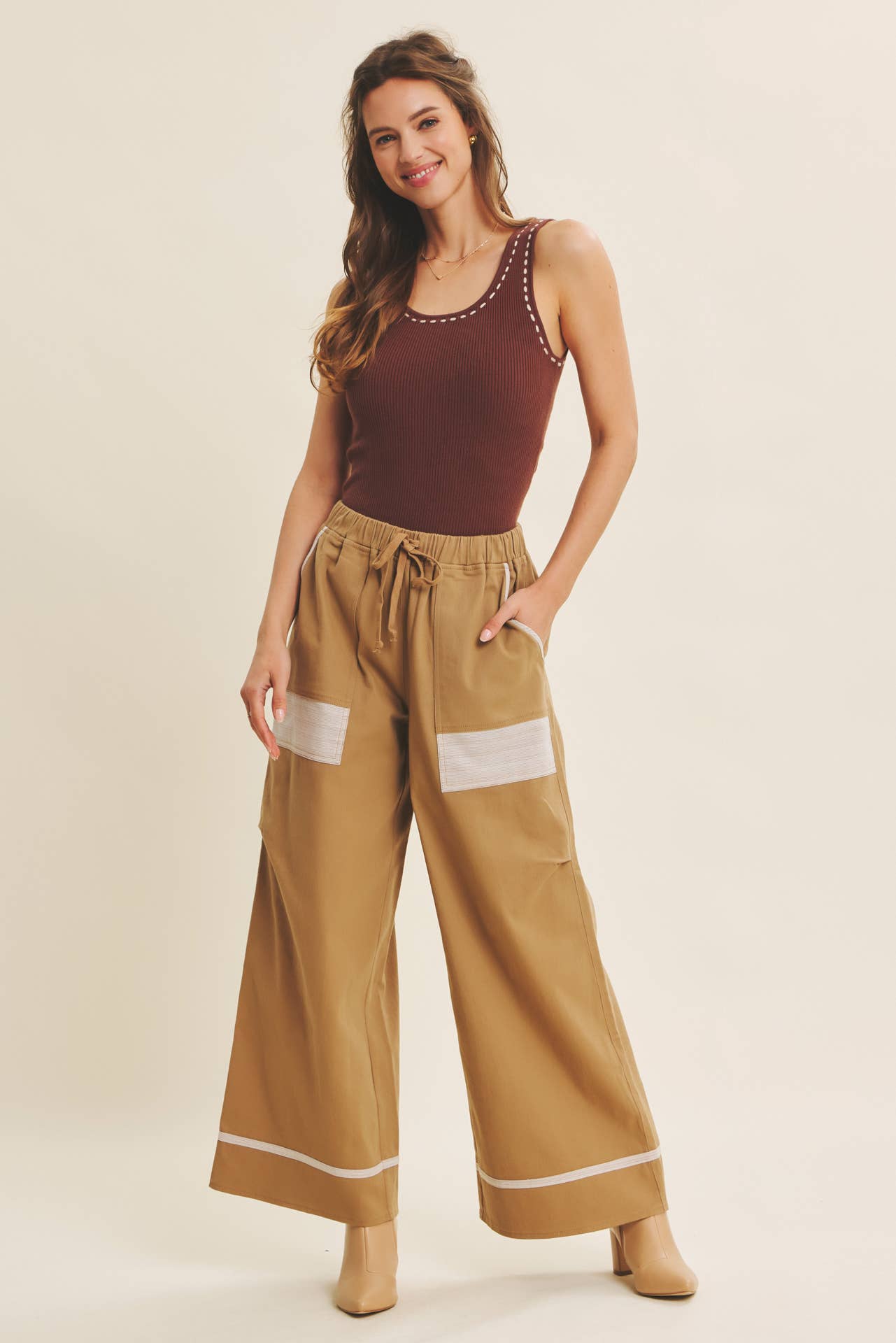 in february - Wholesale Knit Sweater - Women's - EVERYDAY SOFT CONTRAST STITCH LUXE SWEATER TANK43