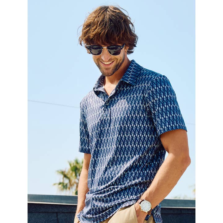 Gary Performance Polo - Navy Hula for wholesale on Faire