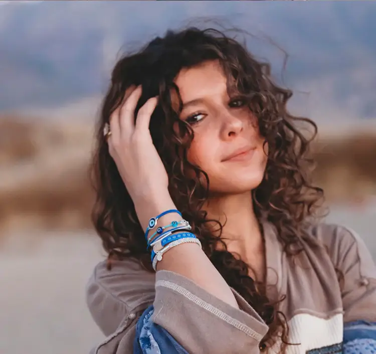 K'lani hair tie bracelets - Wholesale Jewelry Set - "Resist" Blue Evil Eye Hair Tie Bracelets2