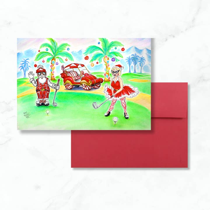 Santa's Golf Holiday Gratulationskort för wholesale av Wilkie Studios