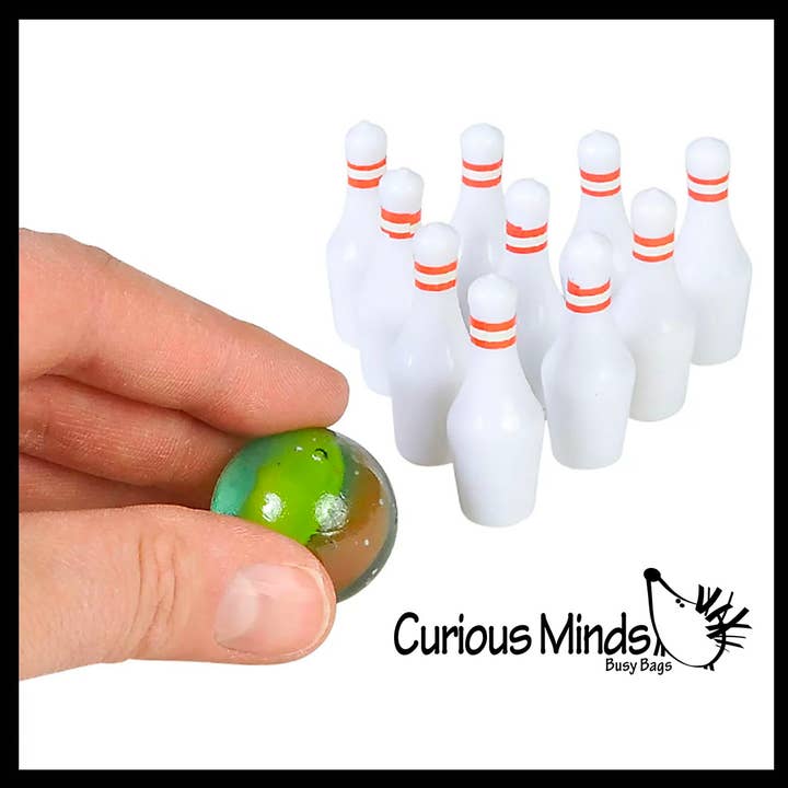 Curious Minds Toys - Wholesale Klassiek speelgoed - Kinderen - Mini bowlingspel - marmer en pinnen - kleine replica op tafelblad2