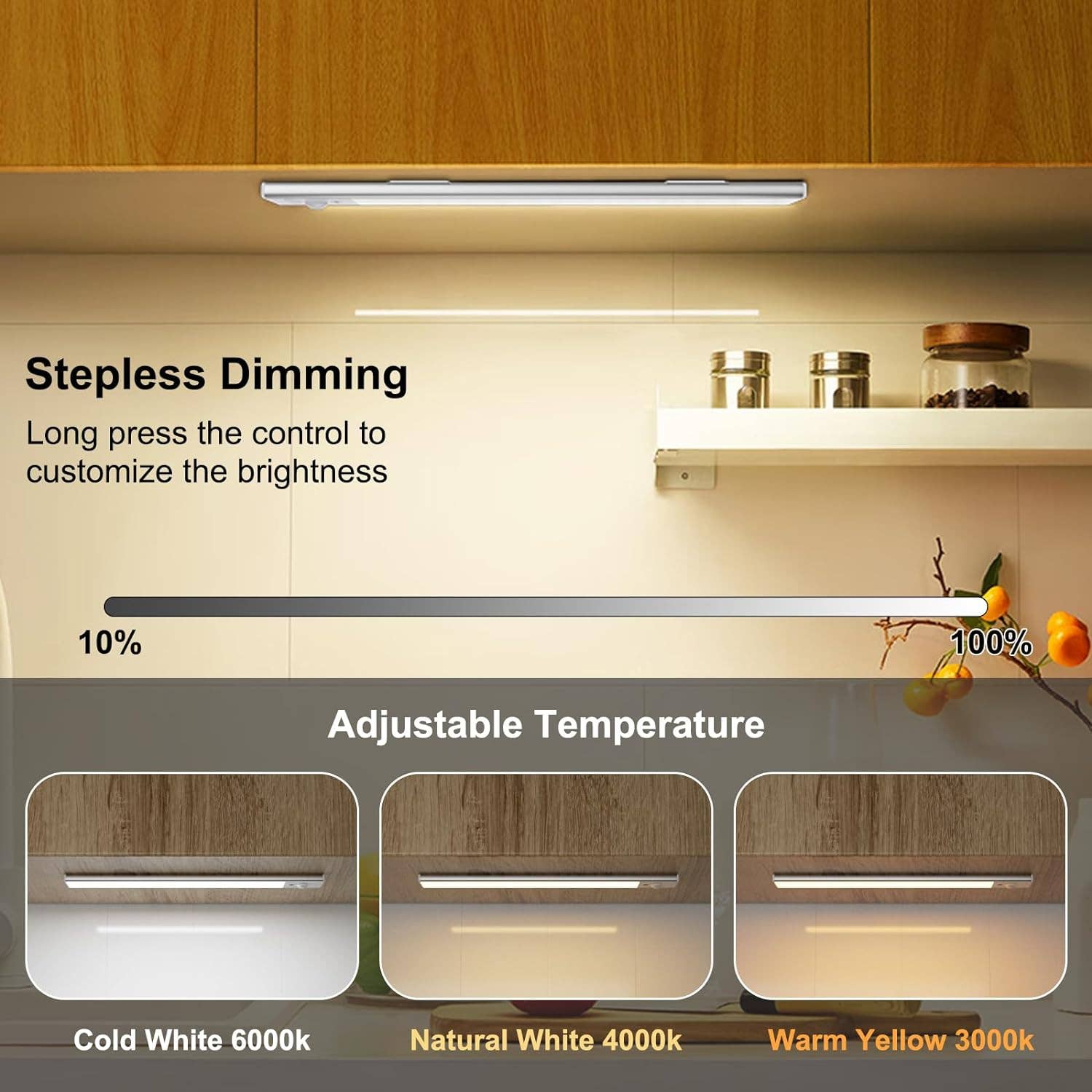 YI LIGHTING LLC - Wholesale Night Light - 12" Rechargeable Under Cabinet Light, Motion Sensor, 3 CCT5