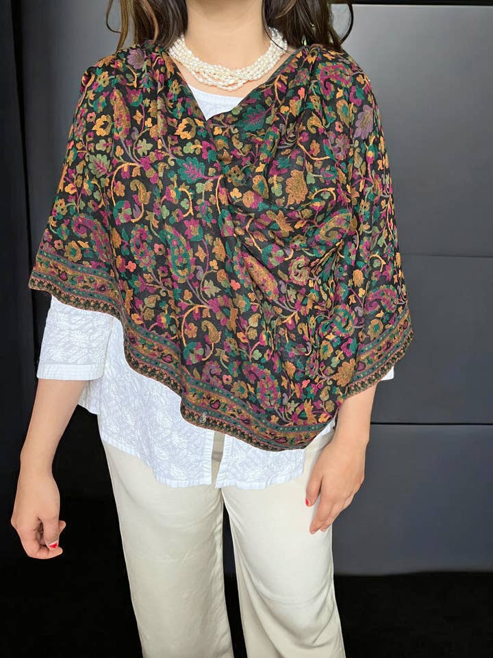 Lana fina negra de cachemira Jamawar Pashmina para venta al por mayor de Rayz Intl