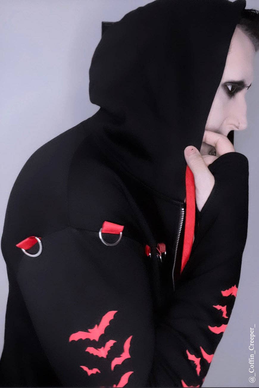 vampirefreaks – wholesale Hoodie – Women's – Split Mage Hoodie [Black/Red]6