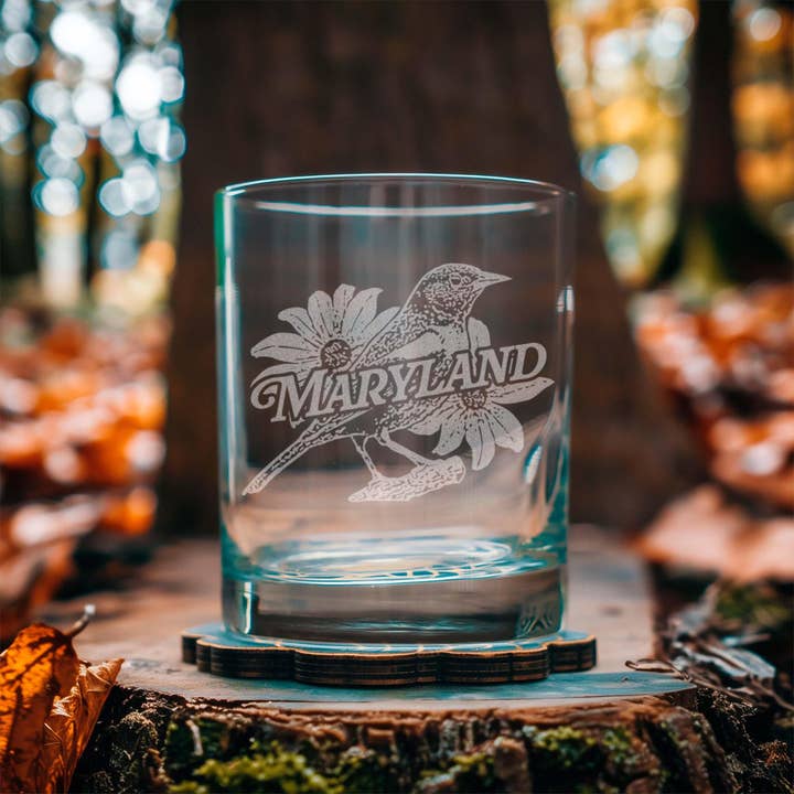 Maryland State Bird Glasses for wholesale by Benoit's Design Co.