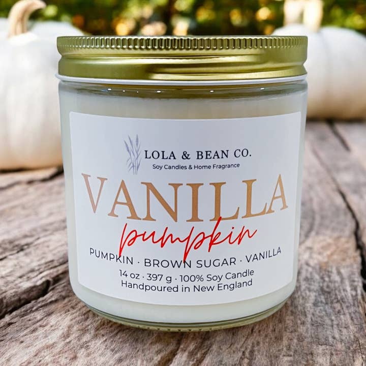 Vaniglia Zucca – Candela di Soia Autunnale Accogliente | Zucca, Vaniglia per la vendita all'ingrosso da parte di Lola & Bean Co.