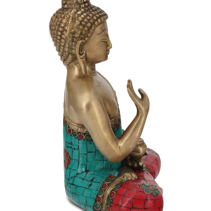 Buddha Groove – wholesale Dekorativ statyett – Buddha staty med färgglada detaljer, mässing