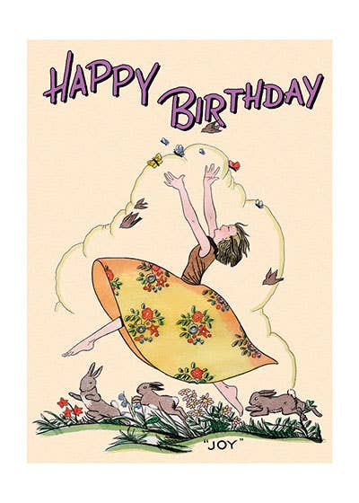 Laughing Elephant - Wholesale Birthday Card - Joyous Girl With Rabbits - Birthday Card1