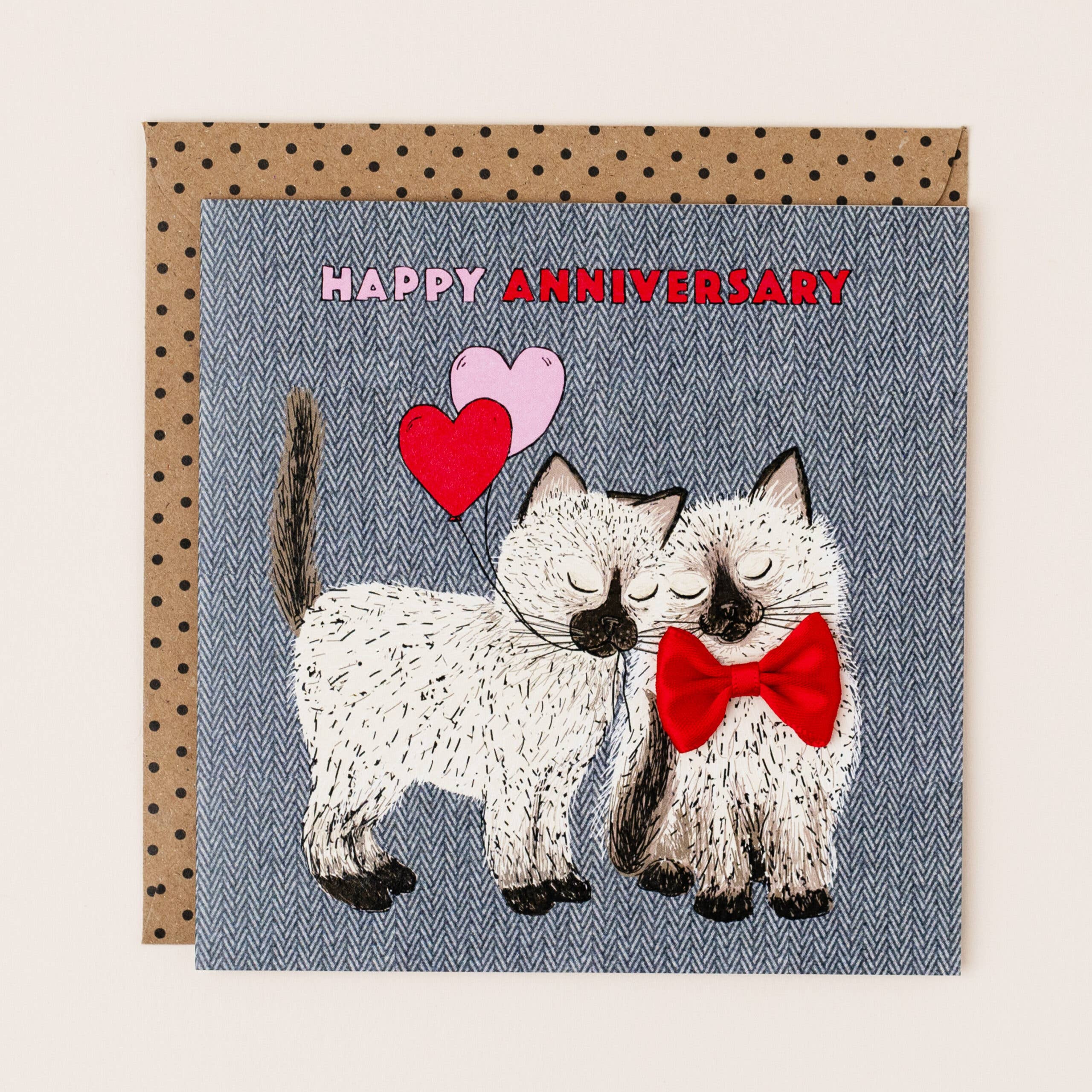 Apple & Clover – wholesale Anniversary card – Cats Anniversary Card with Bow