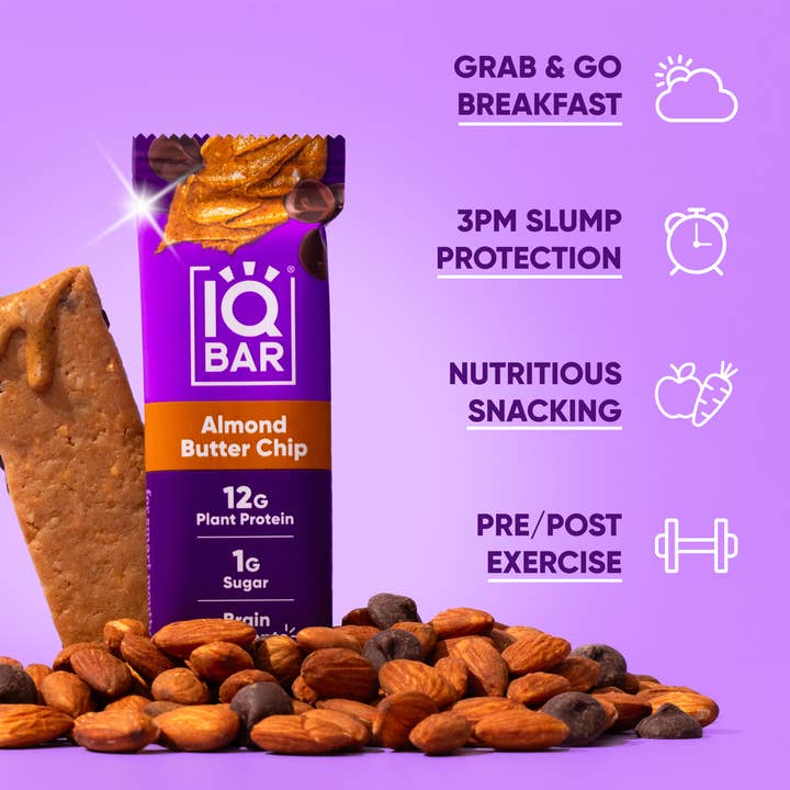 IQBAR - Wholesale Snack bar - IQBAR Almond Butter Chip | Brain + Body Keto Protein Bars5