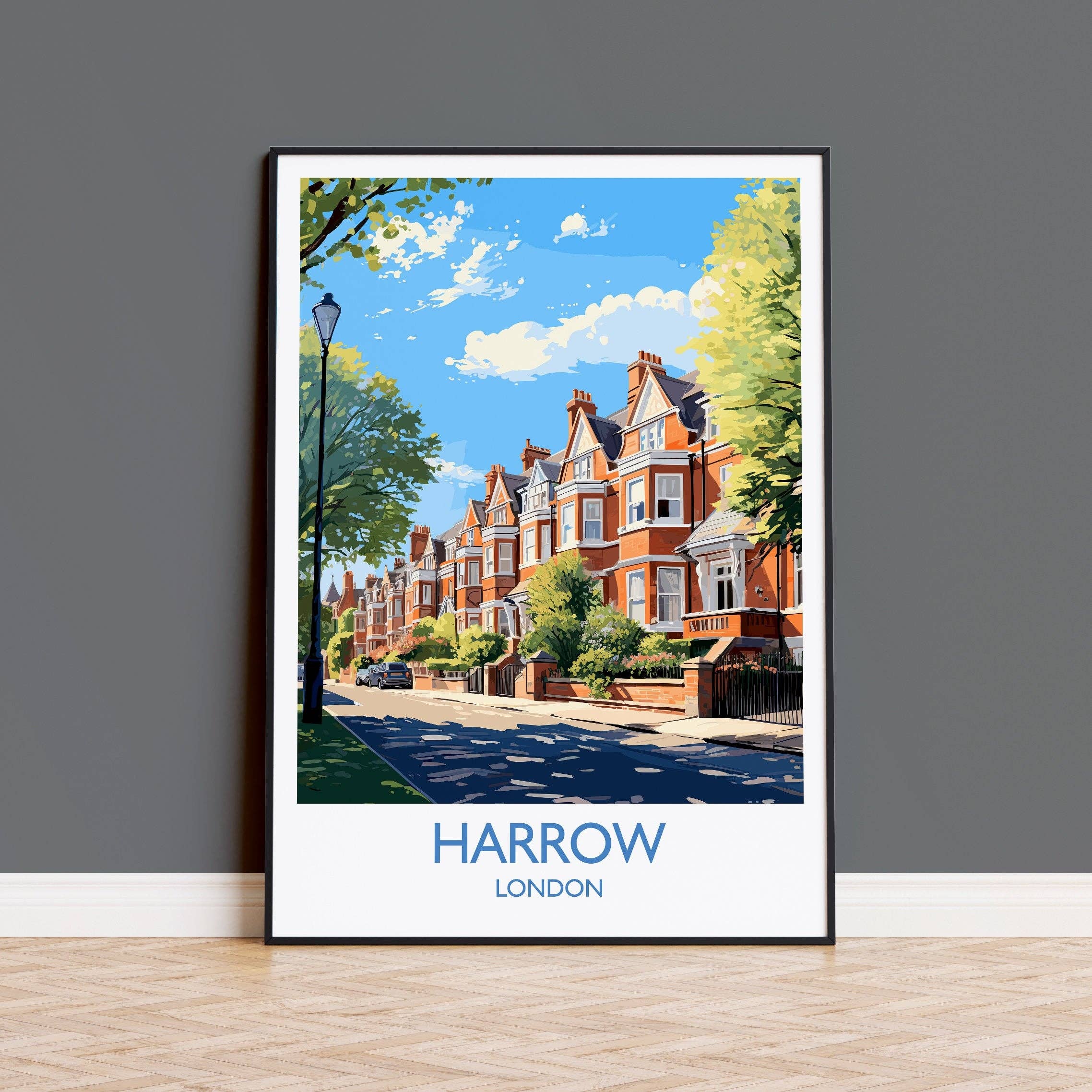 NQ Media Designs – wholesale Art print – Harrow Travel Print, Travel Poster of Harrow, London Poster, Harrow Gift, Harrow Art, London Art UK Travel Gift
