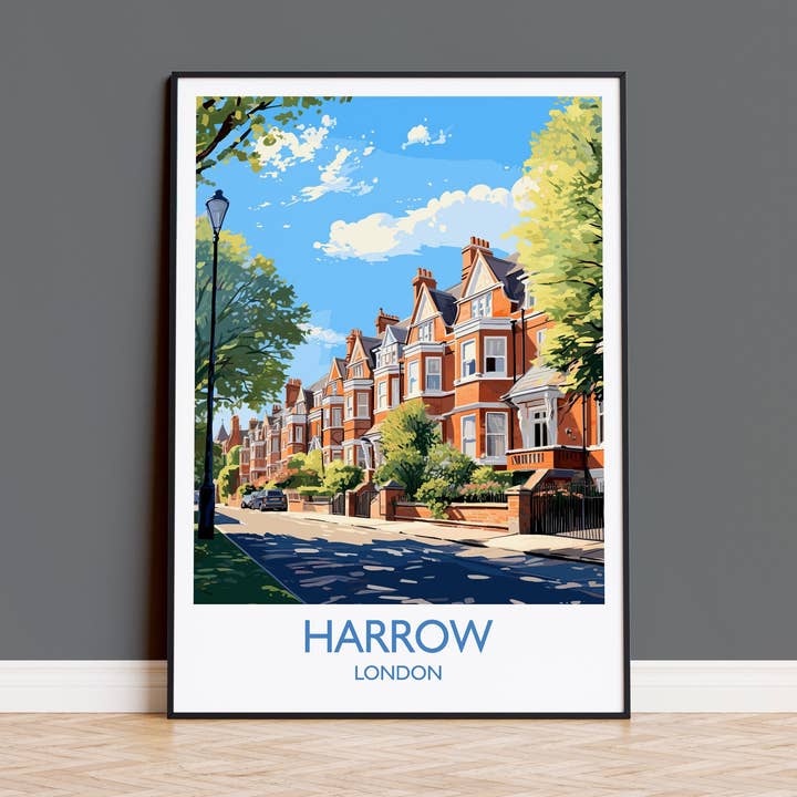 NQ Media Designs – wholesale Art print – Harrow Travel Print, Travel Poster of Harrow, London Poster, Harrow Gift, Harrow Art, London Art UK Travel Gift0