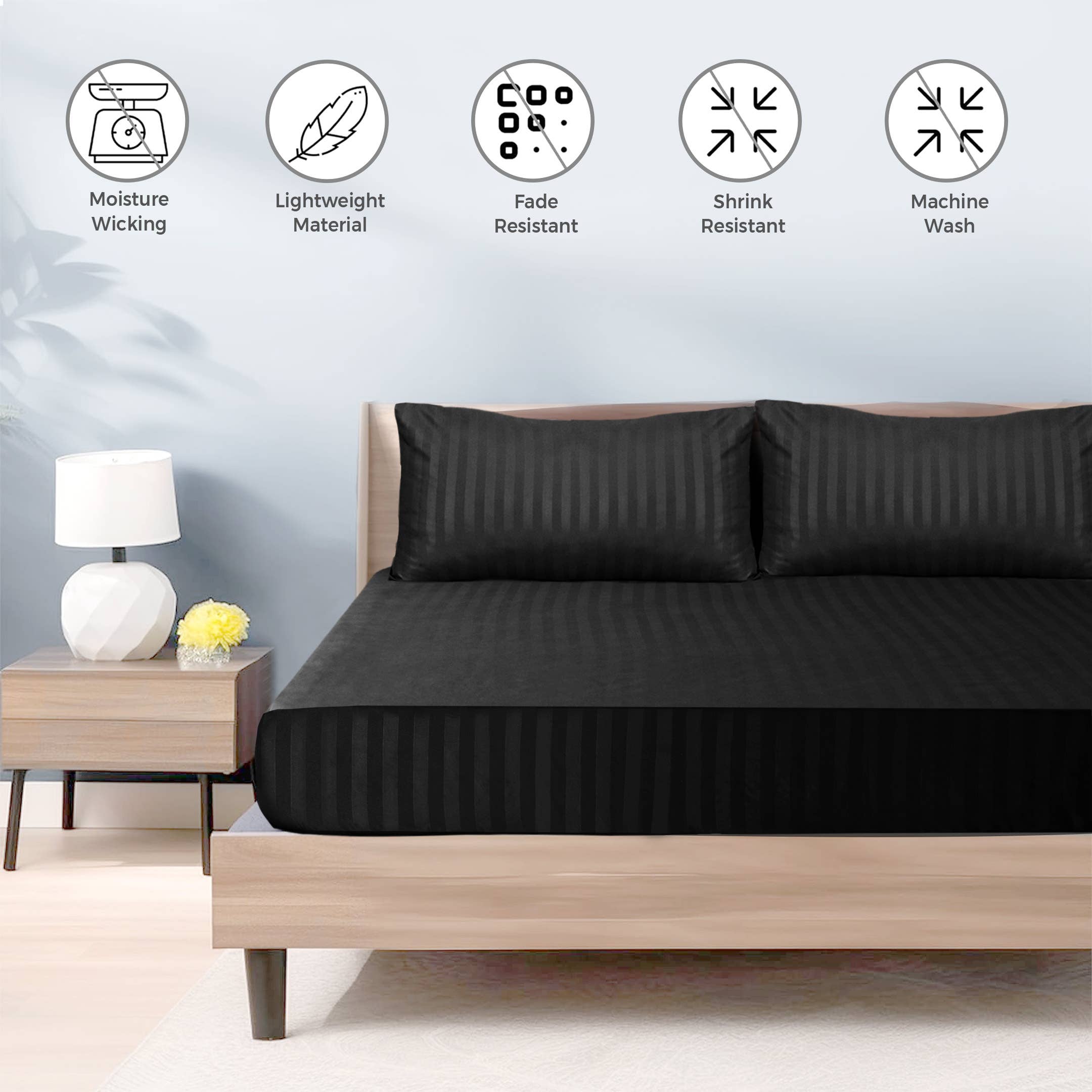 Cotton Passion - Wholesale Fitted Sheet - Satin Stripe Deep Pocket Fitted Sheets Deep Up to 25cm44