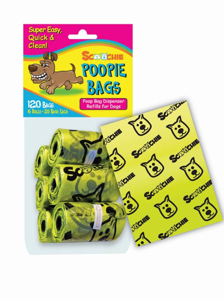 Scoochie Poop 6 Pack Poop Bags In Bag and Header for wholesale by Scoochie Pet Products