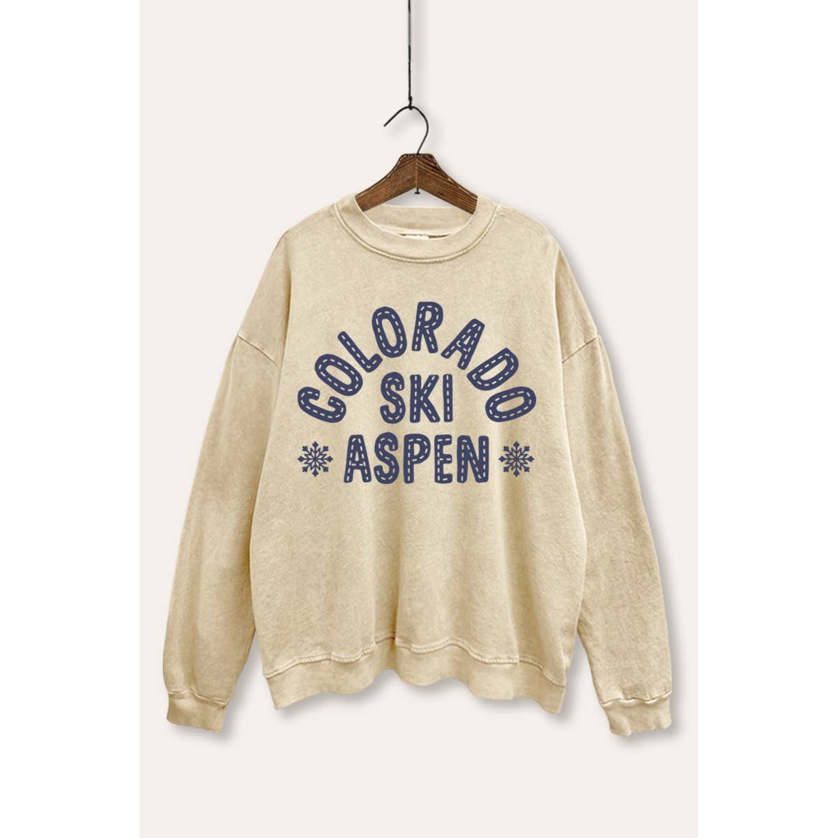 VINTAGE POINT USA - Wholesale Graphic Sweatshirt - Women's - COLORADO SKI ASPEN TYPOGRAPHY MINERAL WASH SWEATSHIRT6
