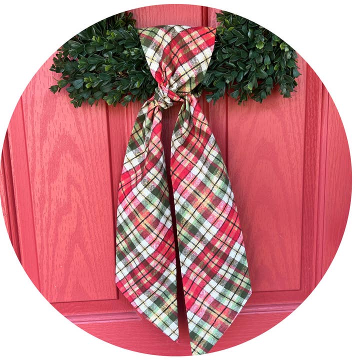 THE ROYALTY COLLECTION - Wholesale Outdoor Ornament/Decor - Holiday Red and Green Plaid Sash