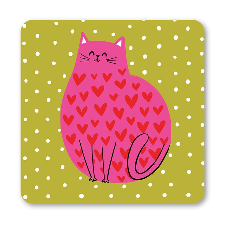Cat Hearts Coaster for wholesale by Lucy Maggie Designs