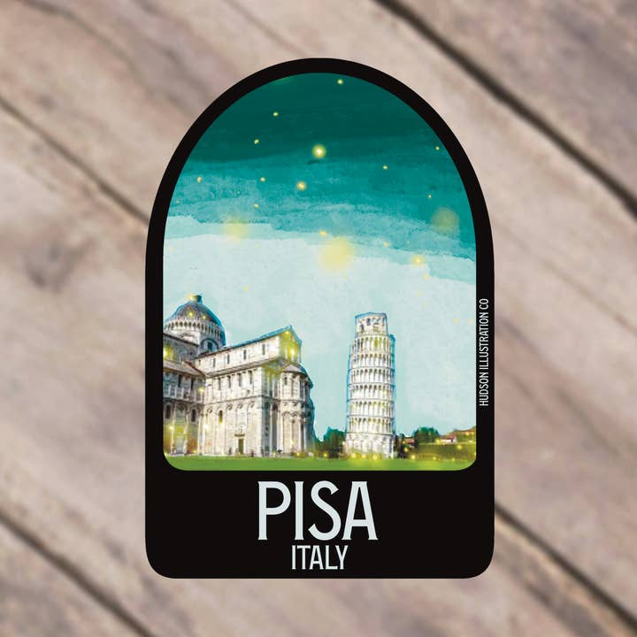Pisa Italy Sticker/Magnet/Print/Postcard for wholesale by Hudson Illustration Co - About Town Co