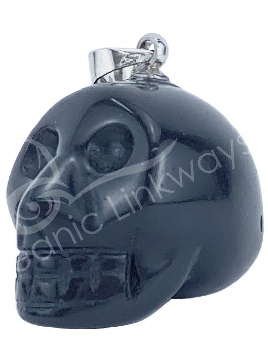 (PK 6)PENDANT - SKULL OBSIDIAN, BLACK (PK 6) 0.75" for wholesale by Oceanic Linkways Inc