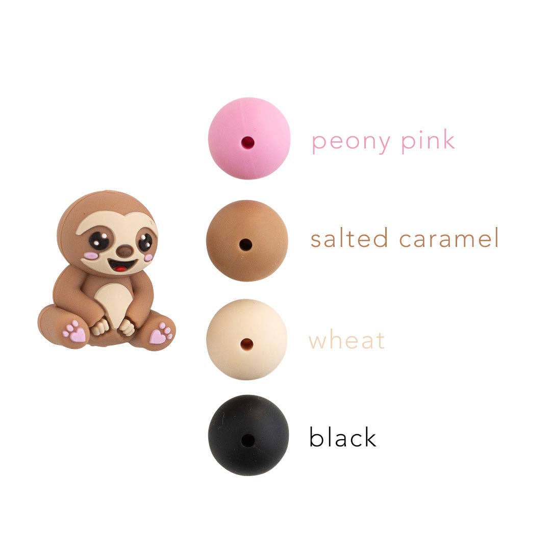 Cara & Co Silicone Craft Supply - Wholesale Craft Supplies - 3D Sloth Silicone Focal Beads2