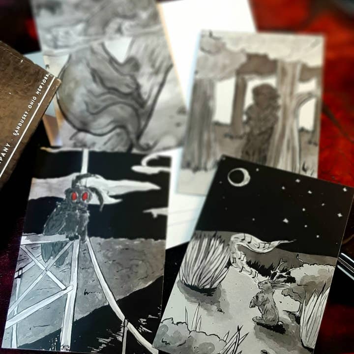 Set of 4 Small Cryptid Prints for wholesale by Haunted Amusement Park