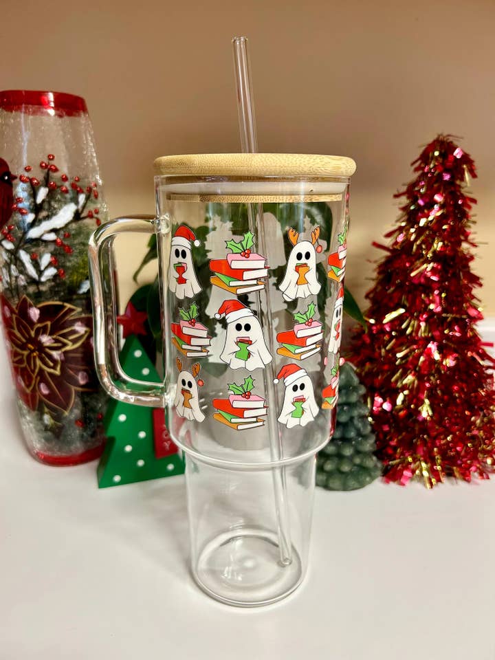 40oz Glasbecher, Feiertags-Buchgeister-Tasse, Geschenk für Leser für den Großhandel von MommyandMarie