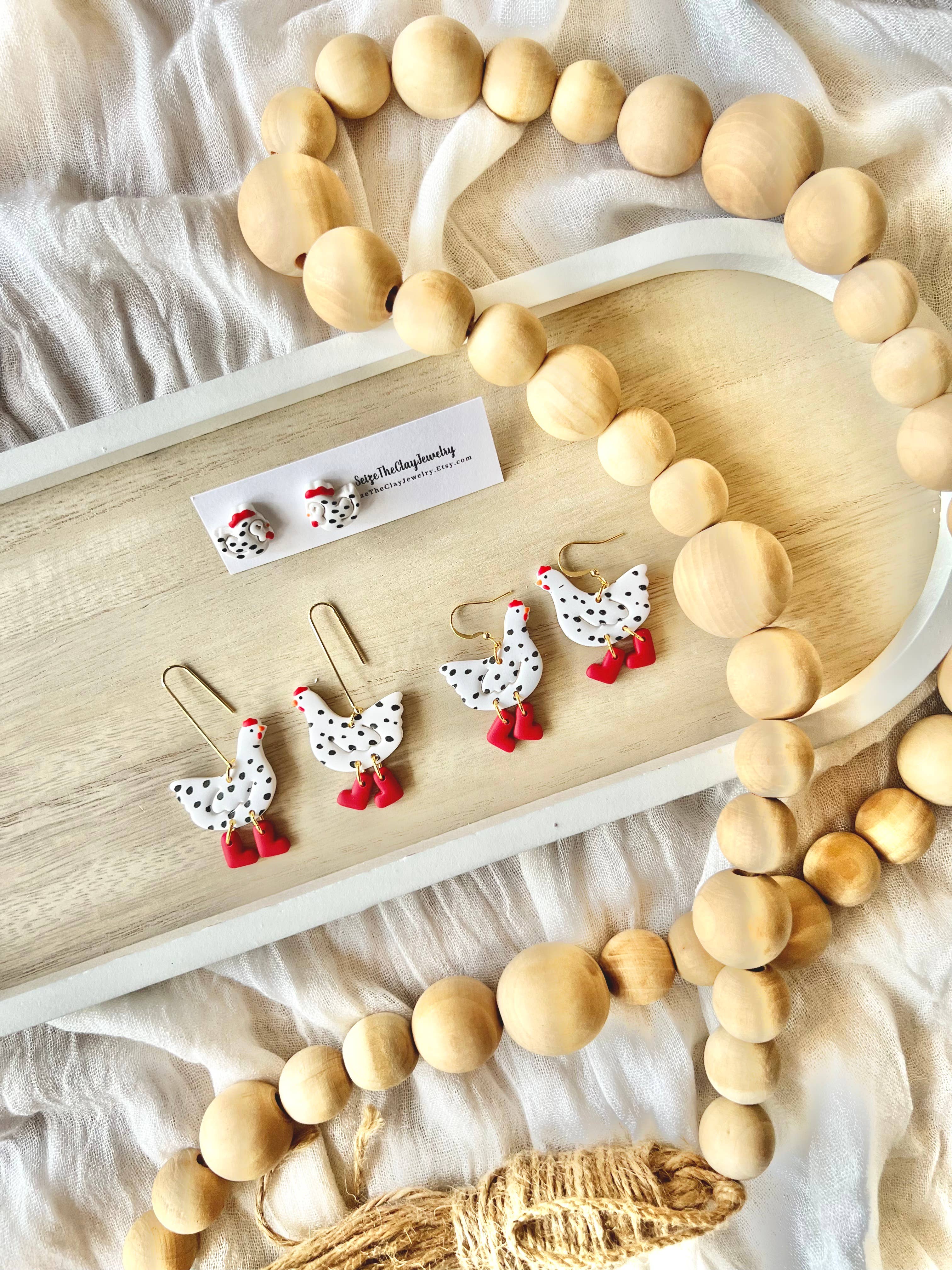 SeizeTheClayJewelry – Brincos de argola por atacado – Brincos de Galinha em Barro, Brincos de Galinha, Brincos de Animais de Quinta6
