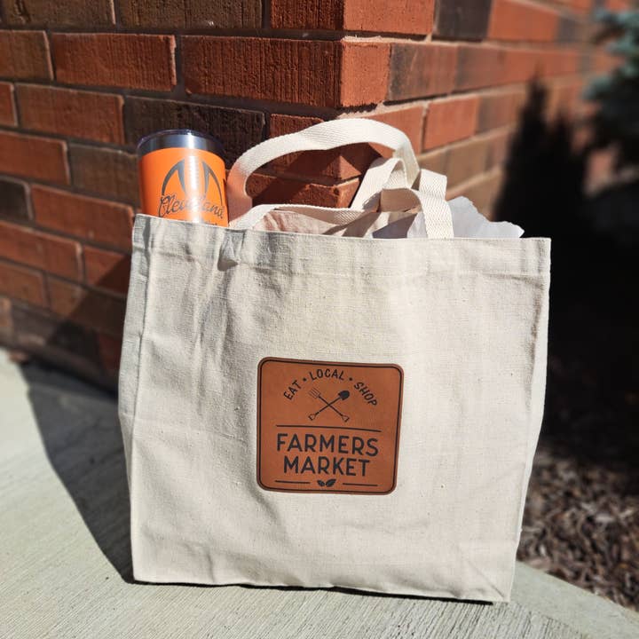 3C Etching - Wholesale Tote Bag - Women's - Custom Logo Market Tote w Vegan Leather Patch1