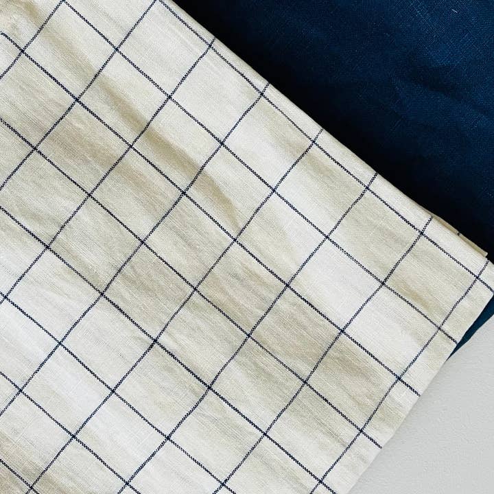 Mama and Tochter - Wholesale Tea towel - Pure French Linen Tea Towel - Blue Grids1