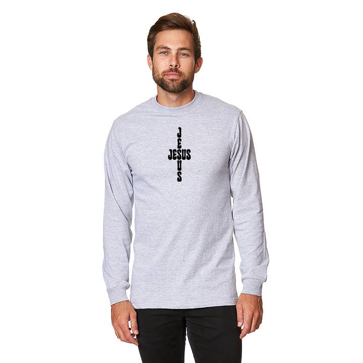 T-shirt rétro à manches longues Jesus Cross pour la vente par Be In Faith
