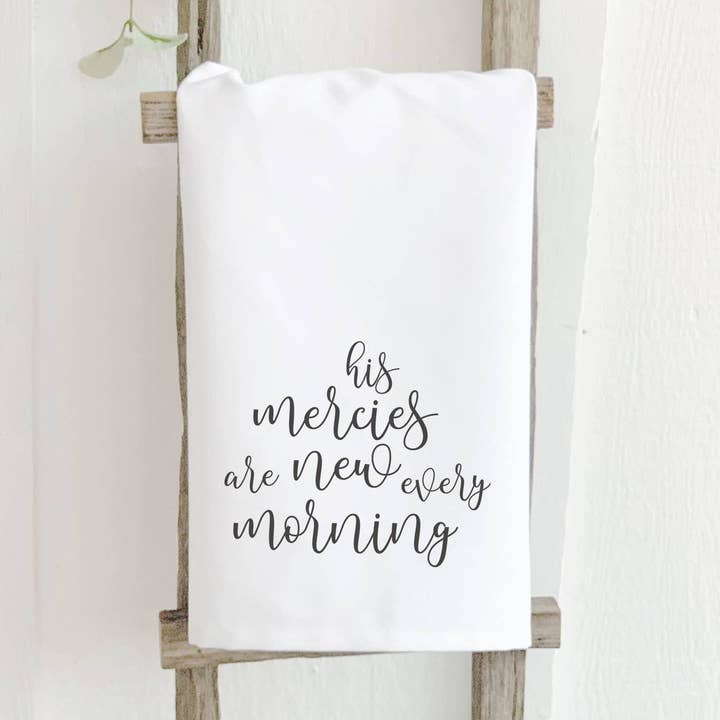 Le sue misericordie sono nuove ogni mattina - Strofinaccio di cotone per la vendita all'ingrosso da parte di Indigo Tangerine