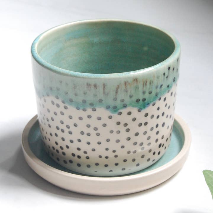 Small Plant Pot: Polka Dot Print (3.5”) for wholesale by Compost Design