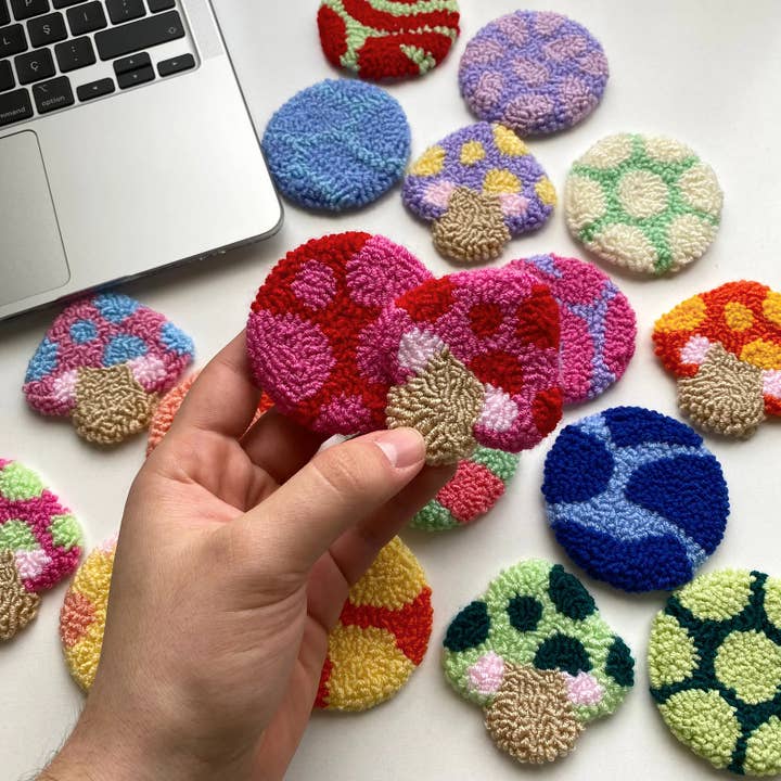 Kit Punch Needle Per Sottobicchieri A Gatto - Per Principianti, Adulti E Bambini, Ricamo Fai Da Te - Foto 4