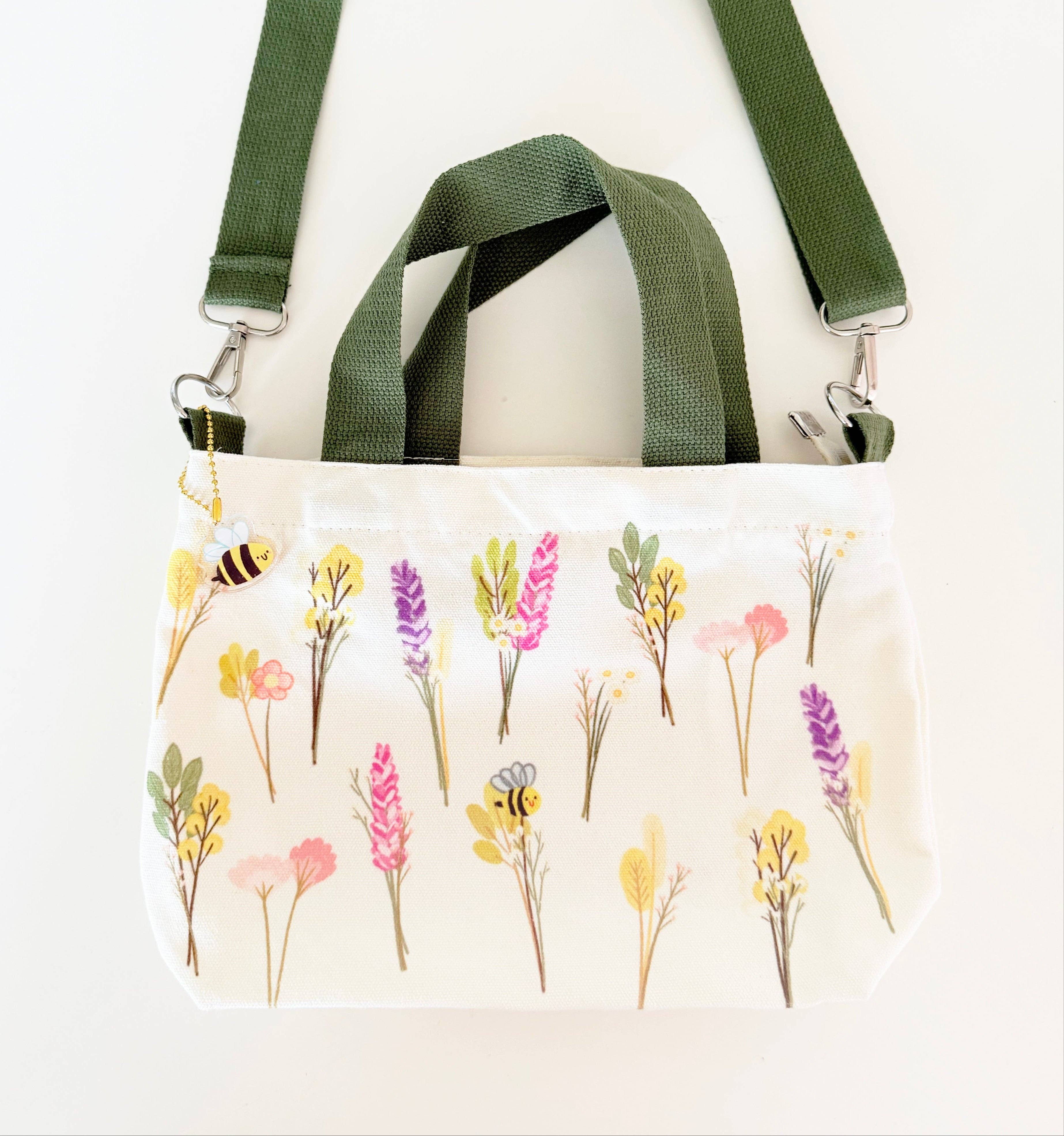 Jessthechen - Wholesale Tote Bag - Women's - Print Canvas Mini Tote | Sage Florals