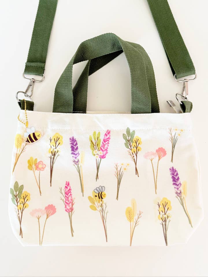 Print Canvas Mini Tote | Sage Florals for wholesale by Jessthechen