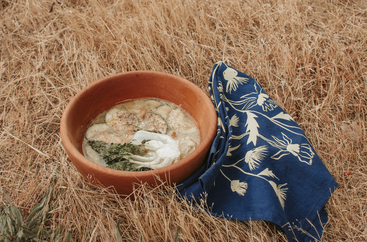 Elana Gabrielle - Wholesale Tea Towel - Wild Weeds Linen Tea Towel - Indigo Wildflower Design3