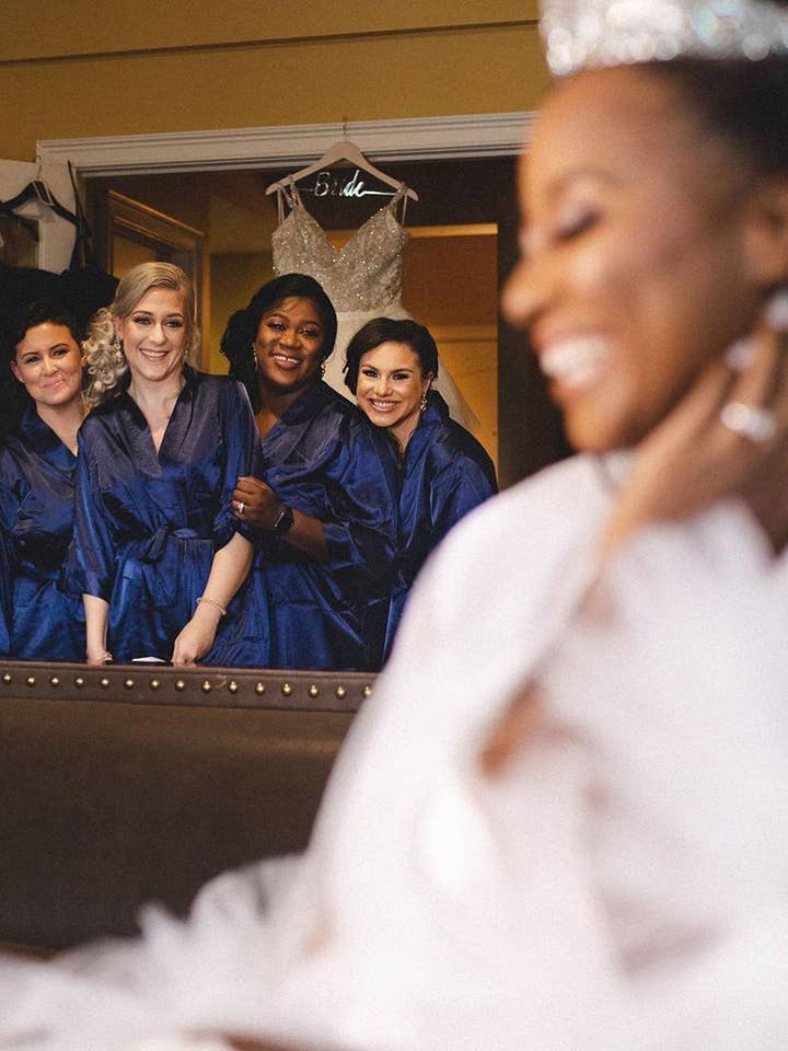 GiftsbyPR - Wholesale Robe - Women's - Navy Blue Silk Satin Robes, Custom Navy Satin Wedding Robes8