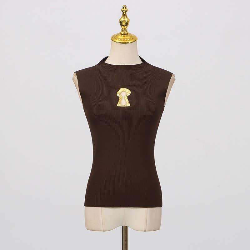 Productseeker - Wholesale Knit Top - Women's - TP46Y High-neck sleeveless vest with keyhole accent12