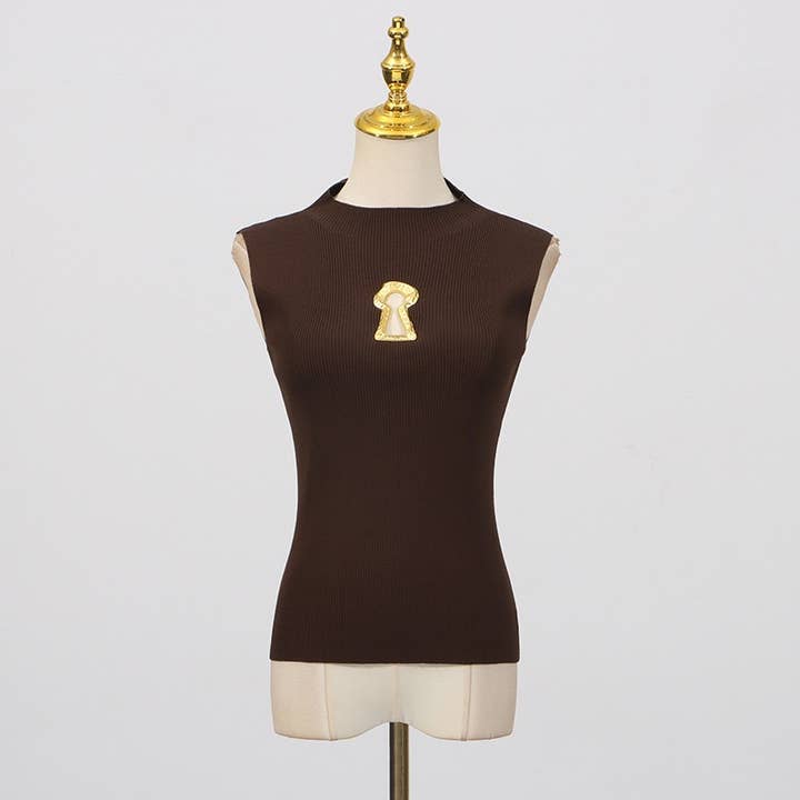 Productseeker - Wholesale Knit Top - Women's - TP46Y High-neck sleeveless vest with keyhole accent12