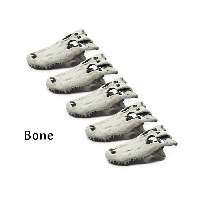 The Scale Grail - Wholesale Decorative Figurine - Alligator Skull - 1:24 scale replica reptile skull for diorama, miniature horror scenes, dollhouse and action figure photography (set of 5)