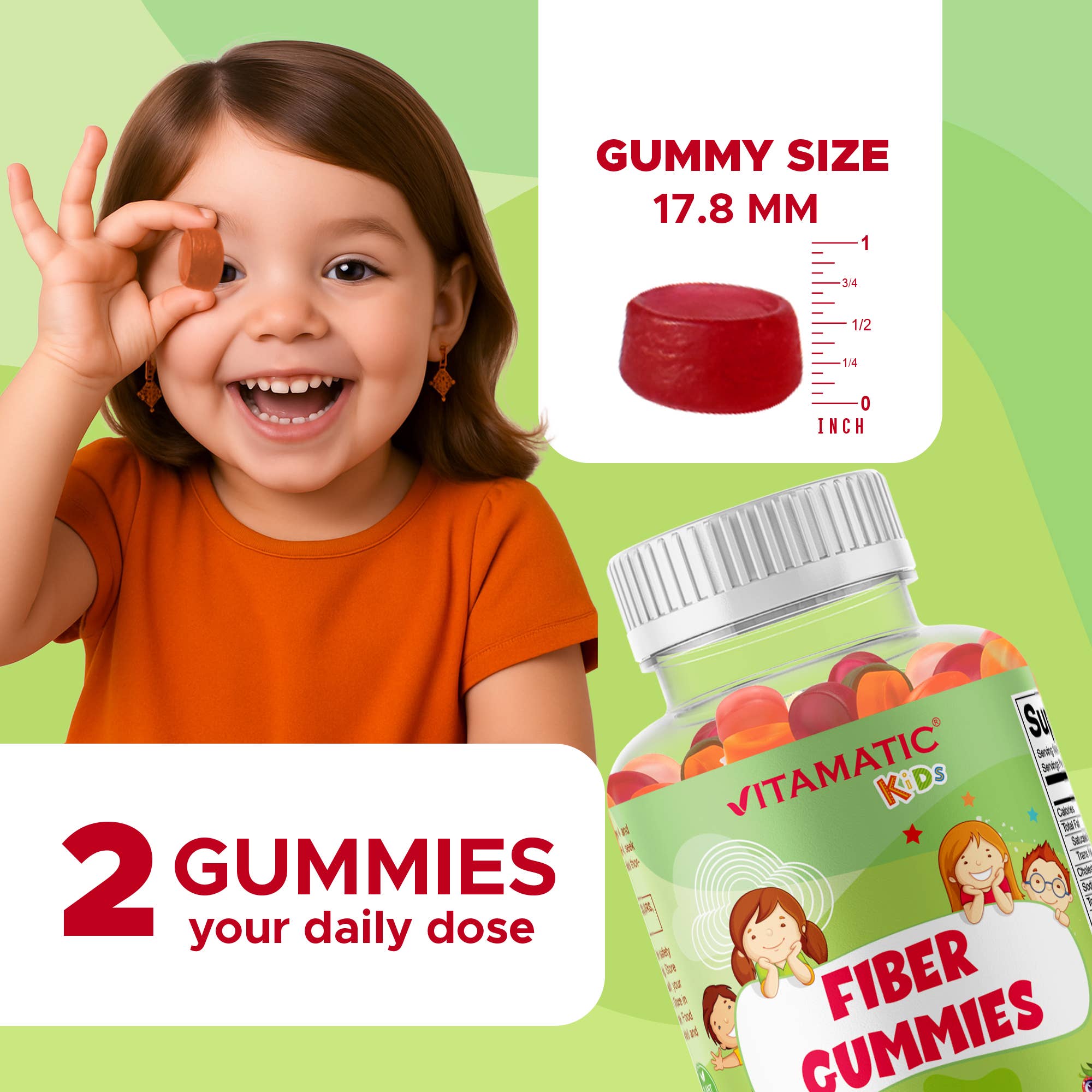 Vitamatic - Wholesale Oral Supplement/Vitamin - Vitamatic |Kids Prebiotic Fiber Gummies |Zero Sugar|60 Count2
