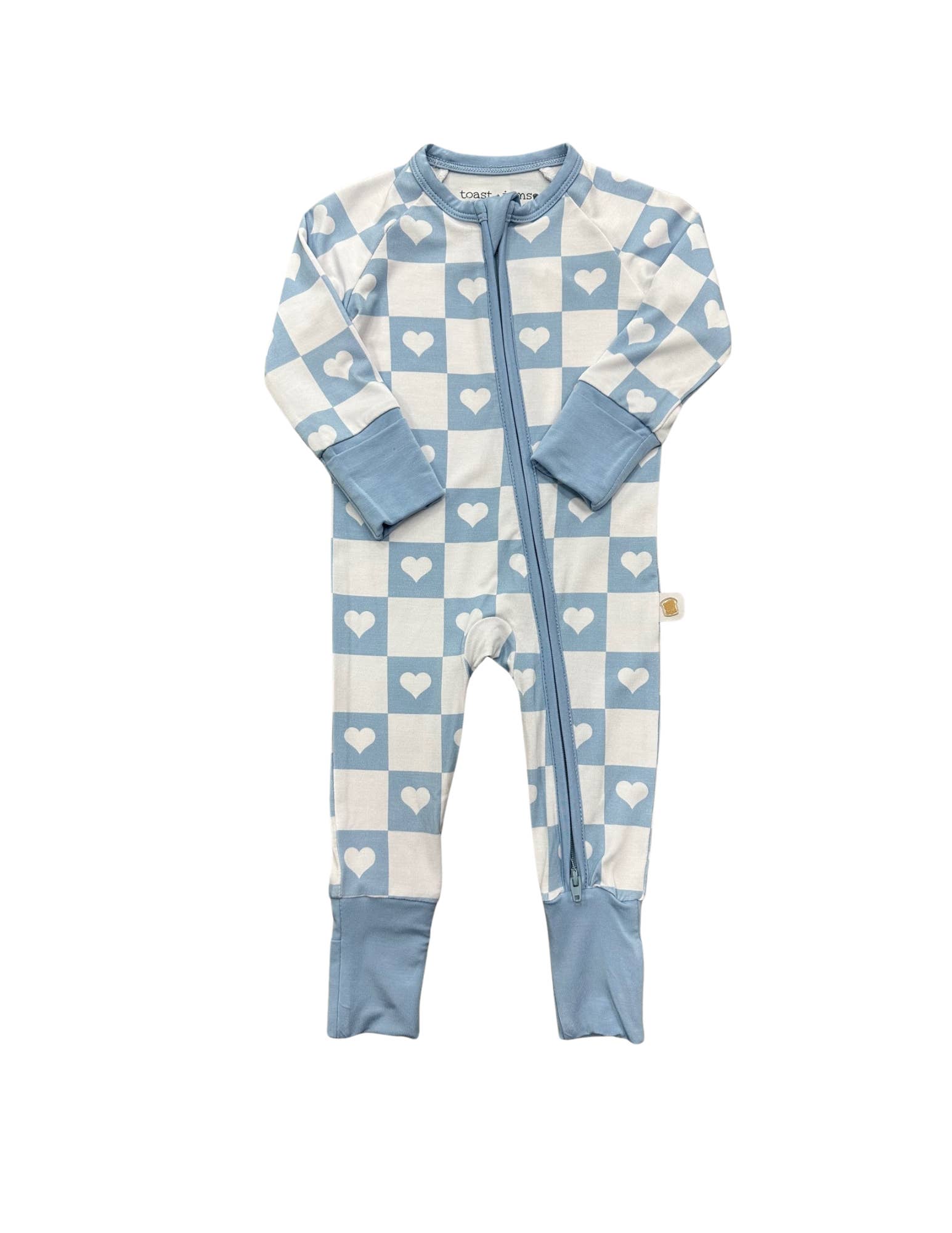 Toast + Jams - Wholesale Sleepsuit - Baby - Checkered Hearts Zip Jam