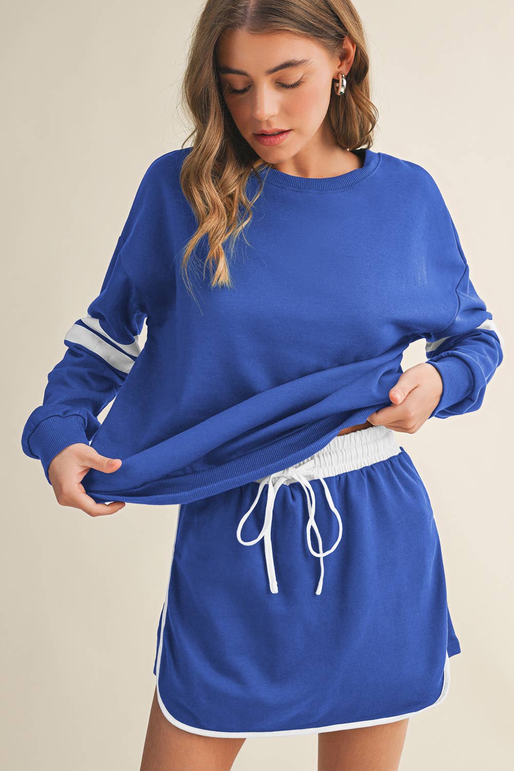 Aapparella - Wholesale Top & Skirt Set - Women's - Stripe Long Sleeve Top & Skort 2 Pcs Set | S-XL15