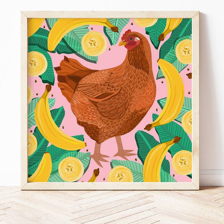 Chicken & Bananas Print voor wholesale door Bea Baranowska Illustration